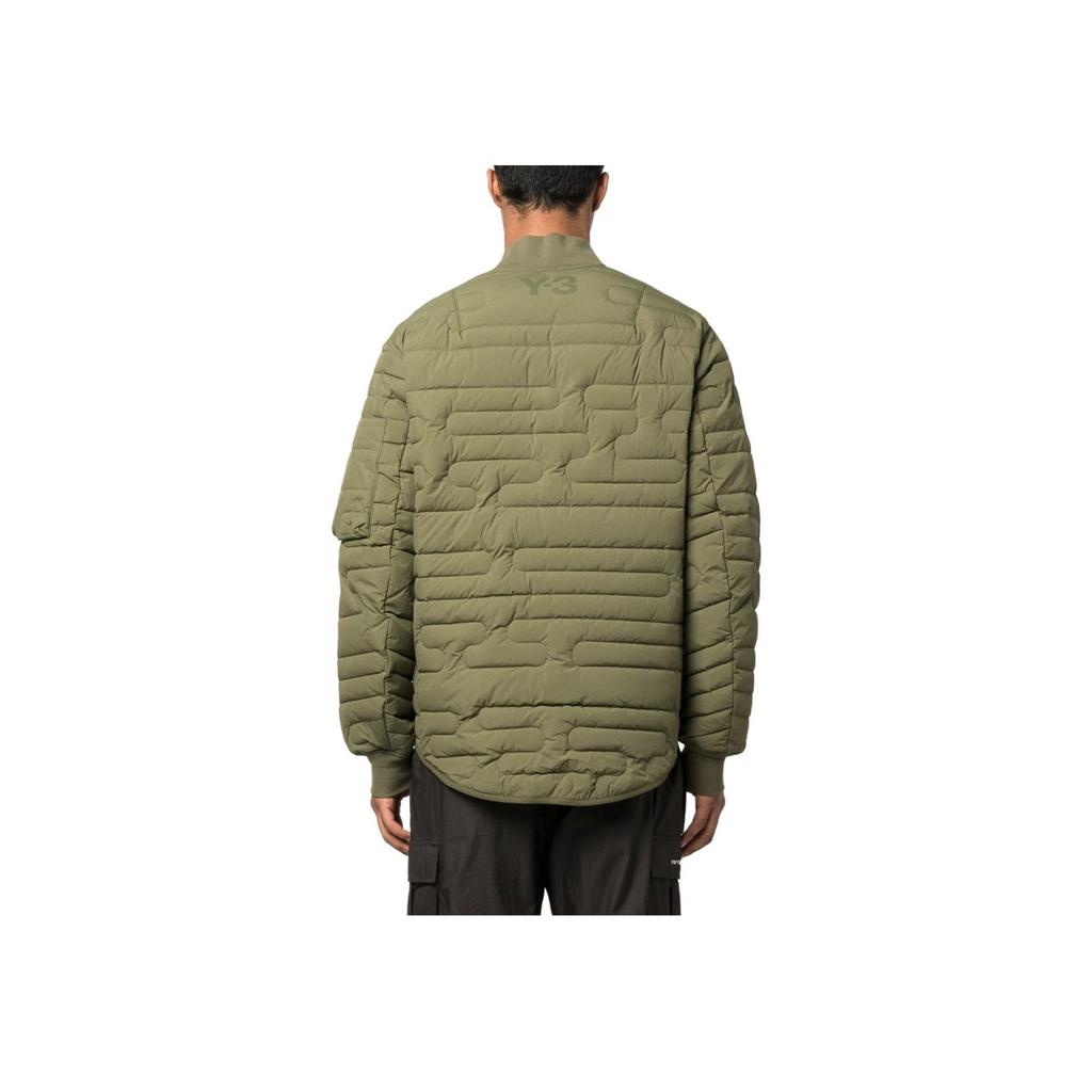 Y-3 Quilted Baseball Collar Straight Hem Zipper Pilot Jacket Men Jackets Olive-Green HT4478