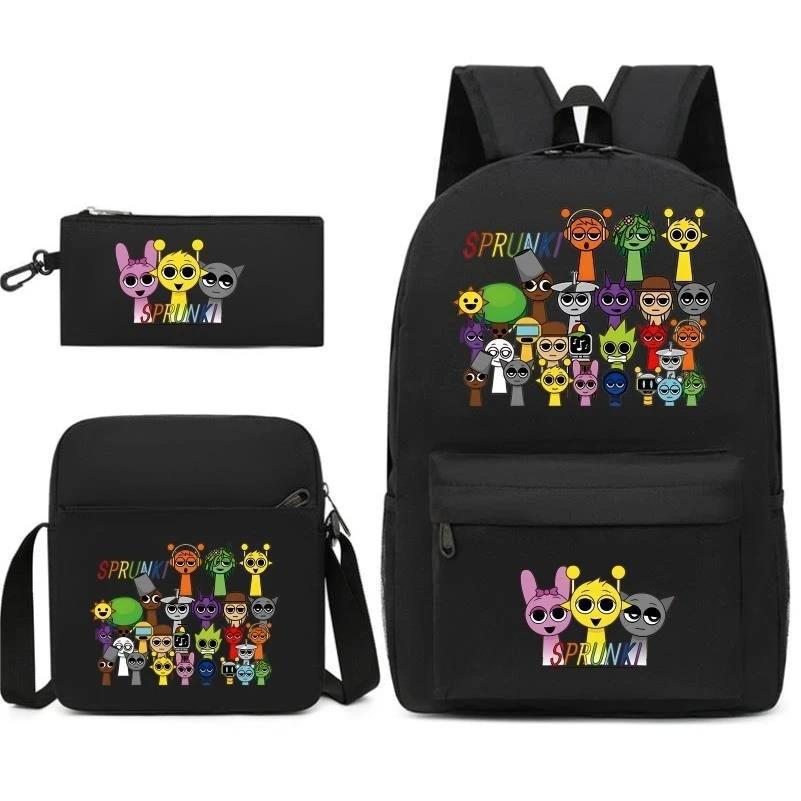 Moderne Federtasche für Kinder, Umhängetasche, Dreiteiliges Set mit Digitaldruck, Schultasche für Grund- und weiterführende Schulen