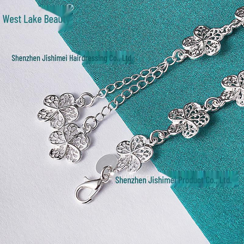West Lake Beauty Silver Flower Women's Bracelet