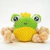 Plush Frog Dog Toy Interactive Tug-of-War Toy Squeaky Stuffed Frog with Rope Knots Chew Toy for Dogs Puppy Teething