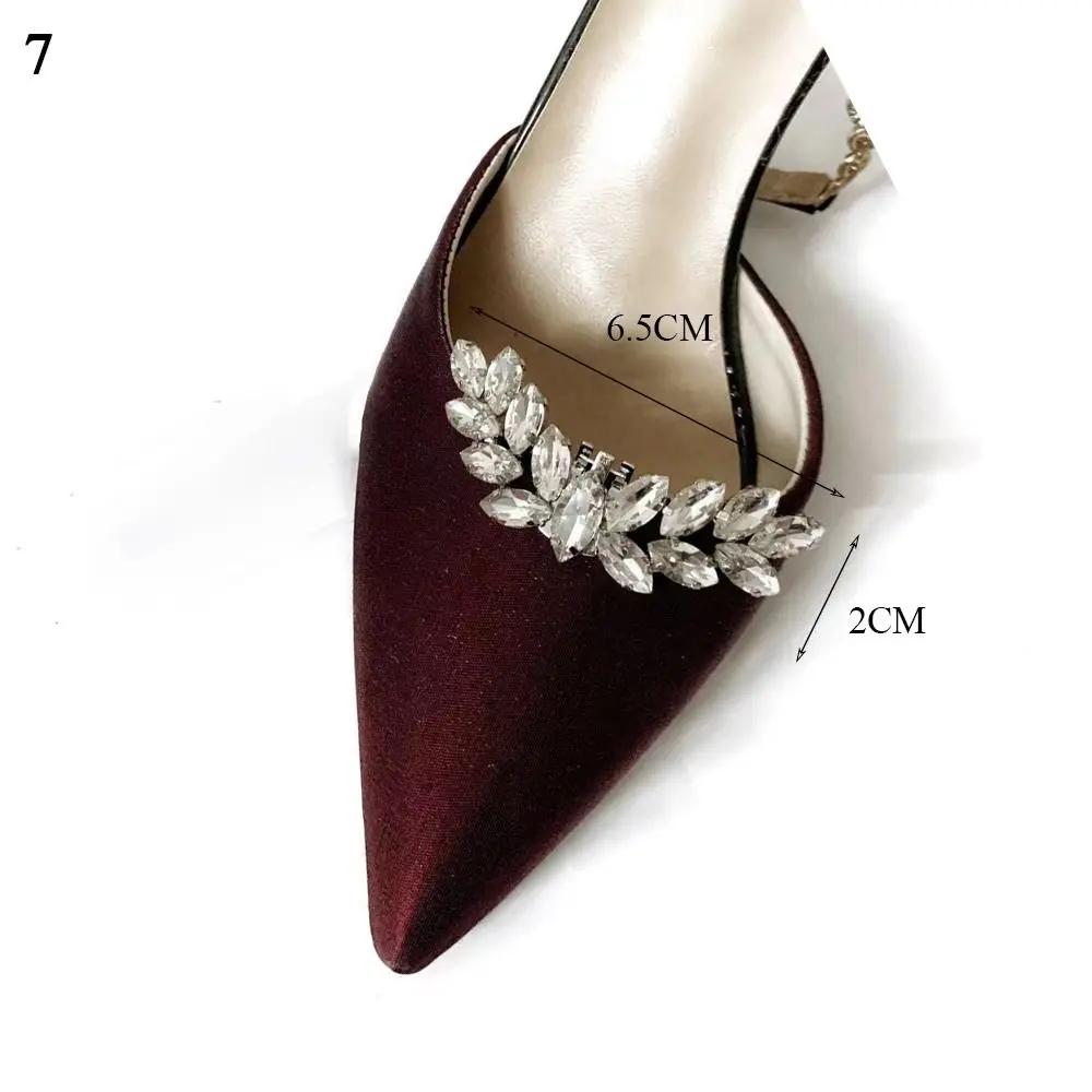 Women Lady High Heel Shoe Clips Rhinestones Crystal Shiny Decorative Clips Charm Buckle Bride Shoes Charms Jewelry Decorations