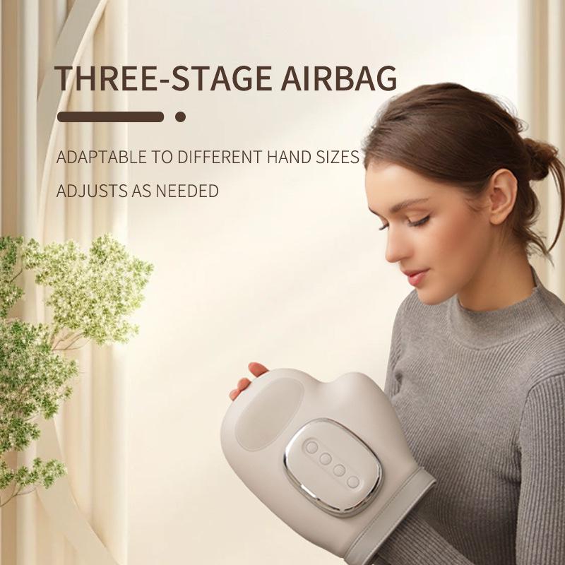 Electric Hand Massager with Air Pressure, Finger Kneading, Palm Meridian, and Acupoint Heating
