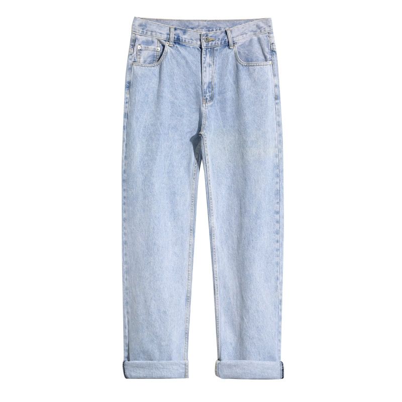 Summer  Loose Straight-leg Men's Jeans Soft Elastic Fashion Casual Male  Denim Trousers