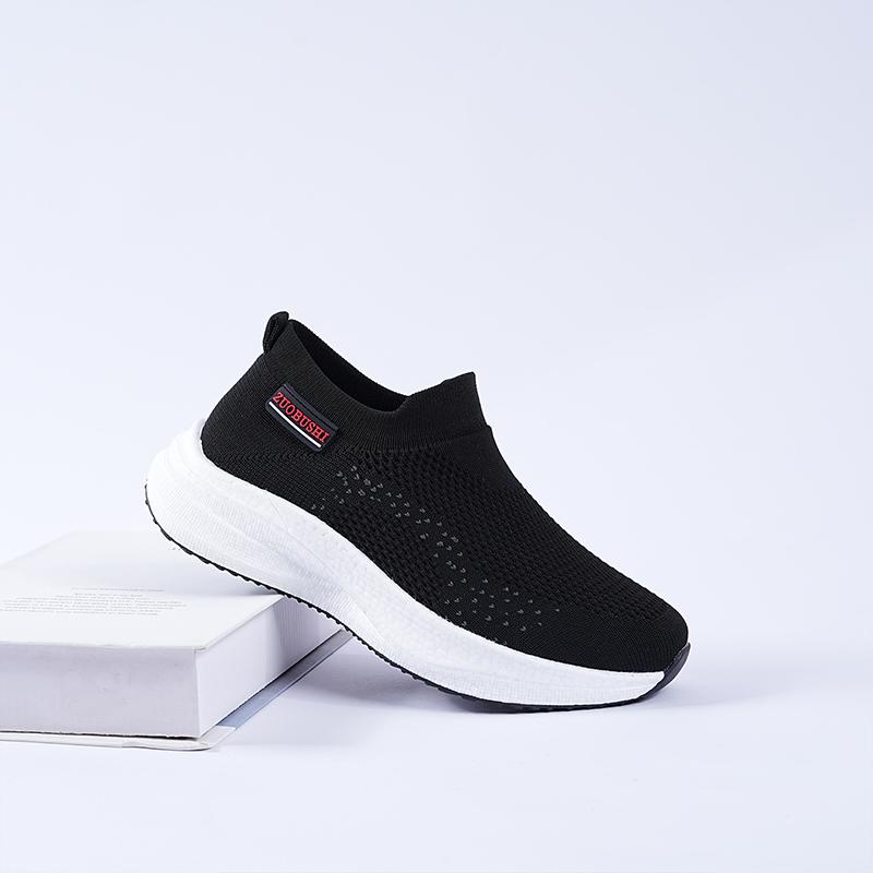 Women's Breathable Slip On Sneakers Summer Comfort Mesh Flying-Woven Low Top Casual Shoes Cushion Soft Soled Walking Shoes Lady