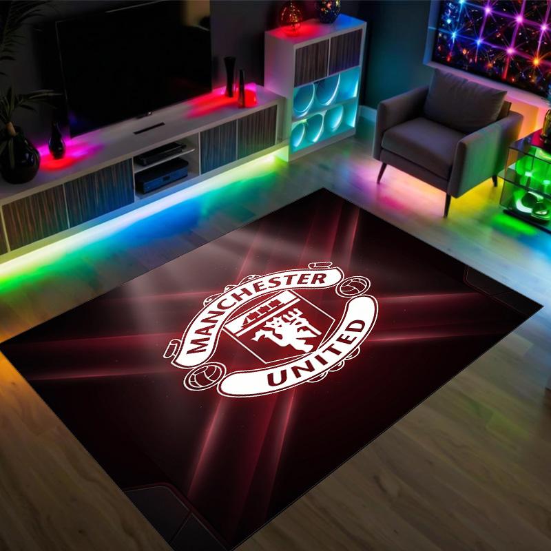 Manchester United FC Design Crystal Velvet Carpet Cozy Non?Slip Printed Rug For Bedroom Living Room Entrance