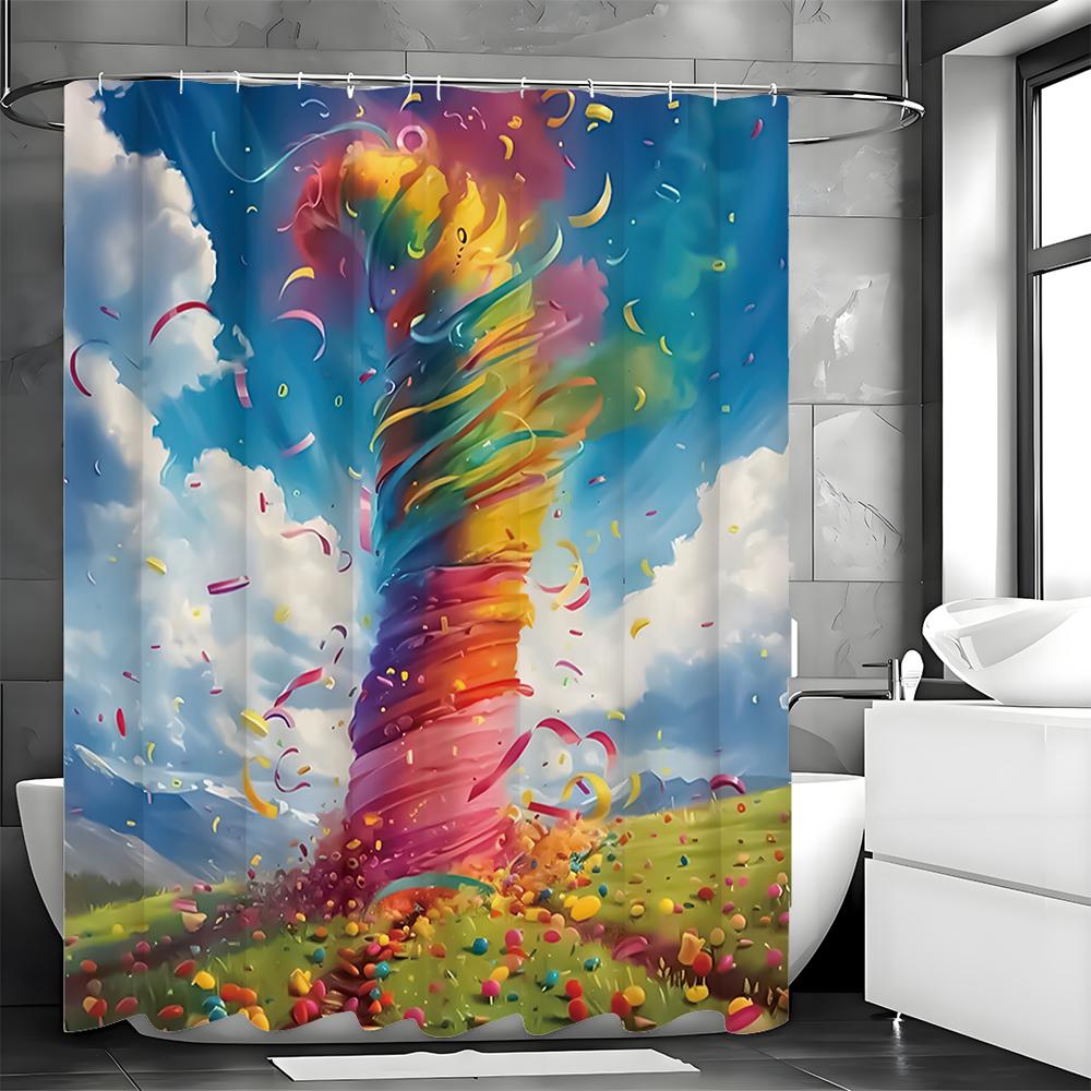 Cartoon Dazzle Tornado Shower Curtain, Bathroom Decorative Shower Curtain, Waterproof Shower Curtain with Hooks