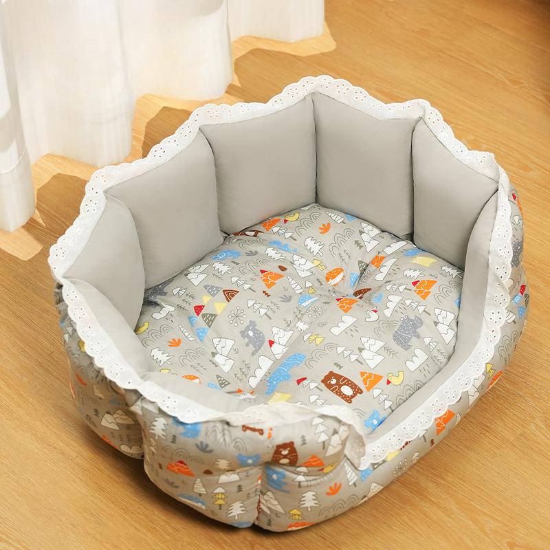 Cartoon-Spitzennest, süßes Haustier-Hundenest und Katzennest, geeignet für alle Jahreszeiten, bequem und resistent gegen Kratzer und Beißen.