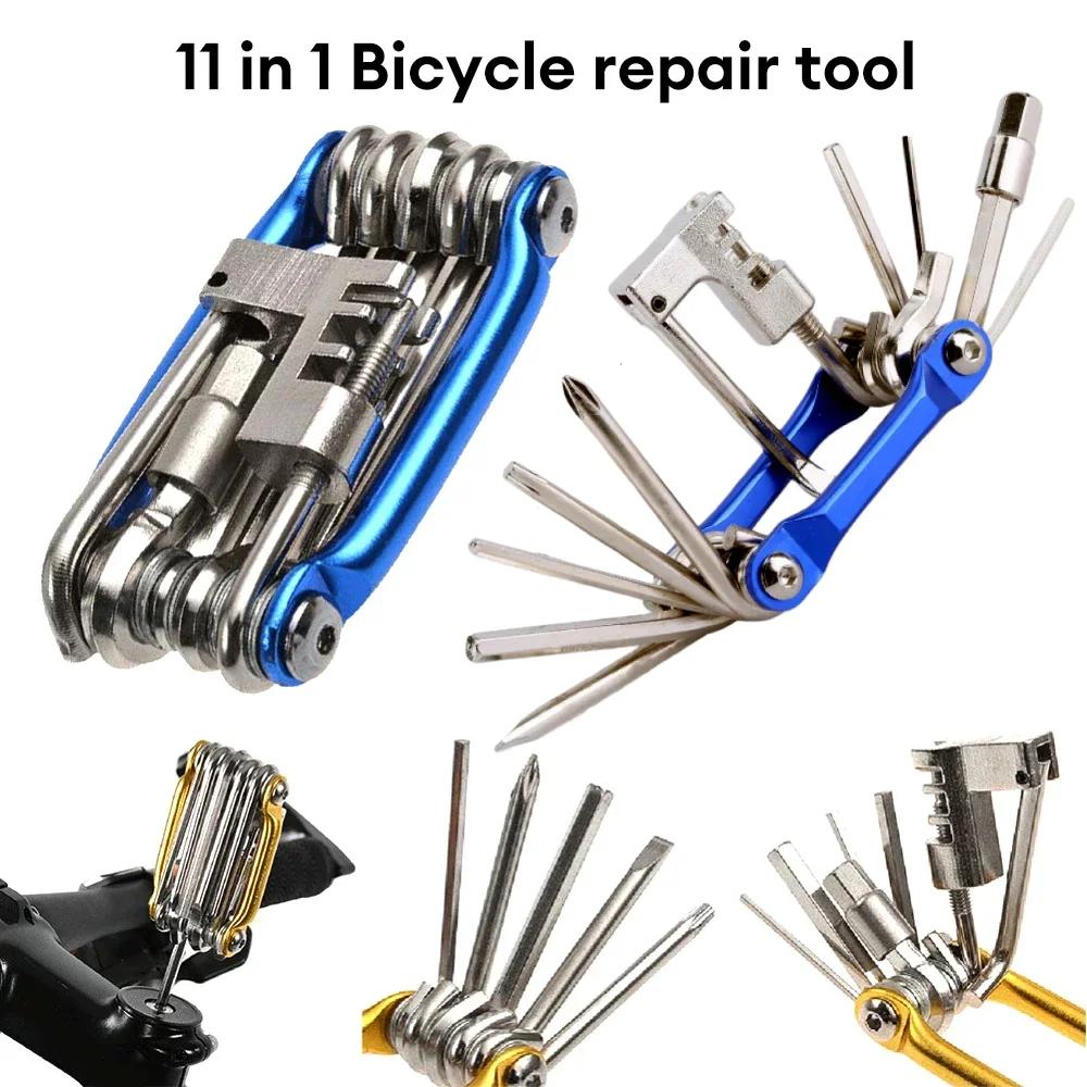 11-in-1 Bike Tool Mini Multitool Kit - Lightweight Tool Wrench, Screwdriver, Chain, Hexagon Wheel Spoke