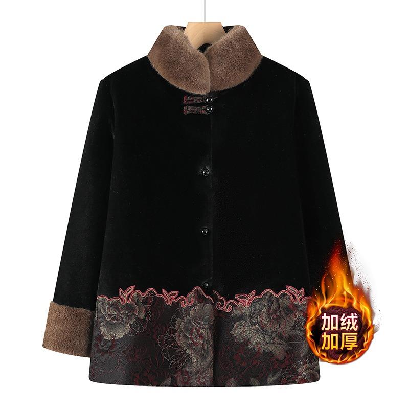 Padded jacket winter padded coat old lady winter velvet thickened coat