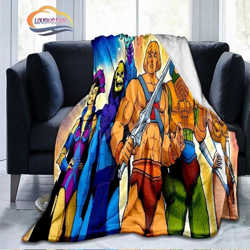 Cartoon Masters of The Universe Fashion Cashmere Blanket 3D Printed He-Man Flanela Pluszowa Miękka Wygodna Domowa
