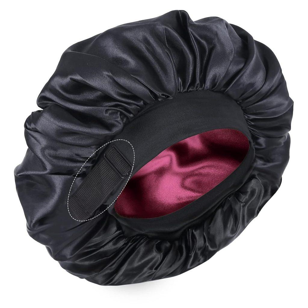 Double Layer Satin Sleep Cap With Adjustable Fit For Comfort And Style