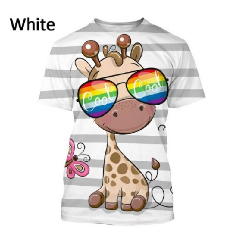 T-shirt da uomo Divertimento Estivo Stampa 3D Animali Giraffa Casual Street Manica Corta