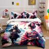 Samurai and Kimono Art Set Bedding Set with 1 Duvet Cover 2 Pillowcases Single Double King Queen, Gift