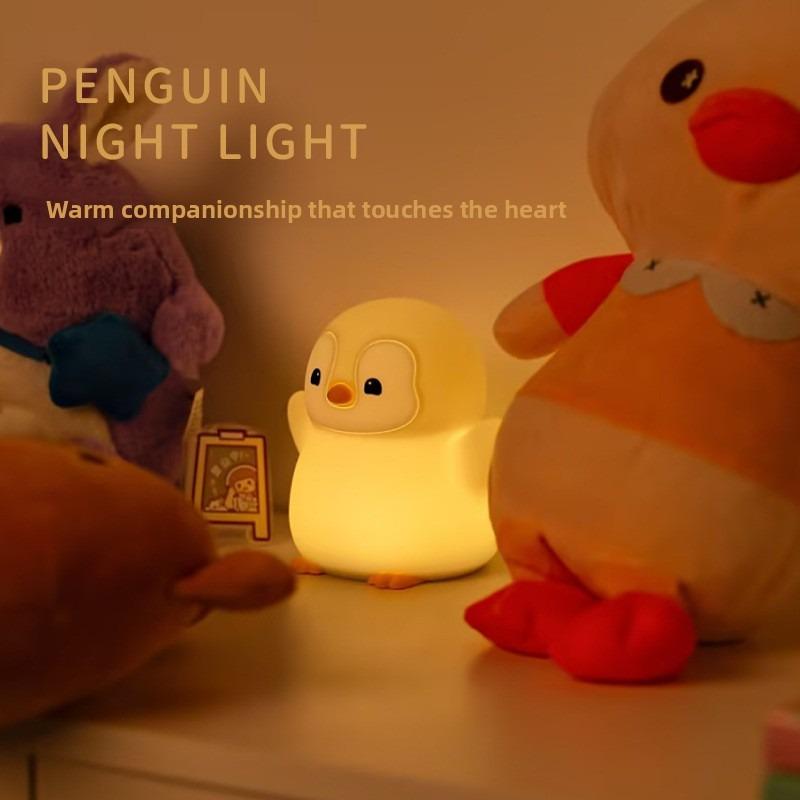 Pinguin Nachtlicht, Tier-Thema Squishy Silikon Kinderzimmerlampe mit Dimmfunktion und Timer, USB-wiederaufladbares Nachttischlicht