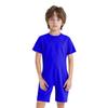 Kids Girls Boys Adaptive Clothing Round Neck Short Sleeve Back Zipper Solid Color Jumpsuit