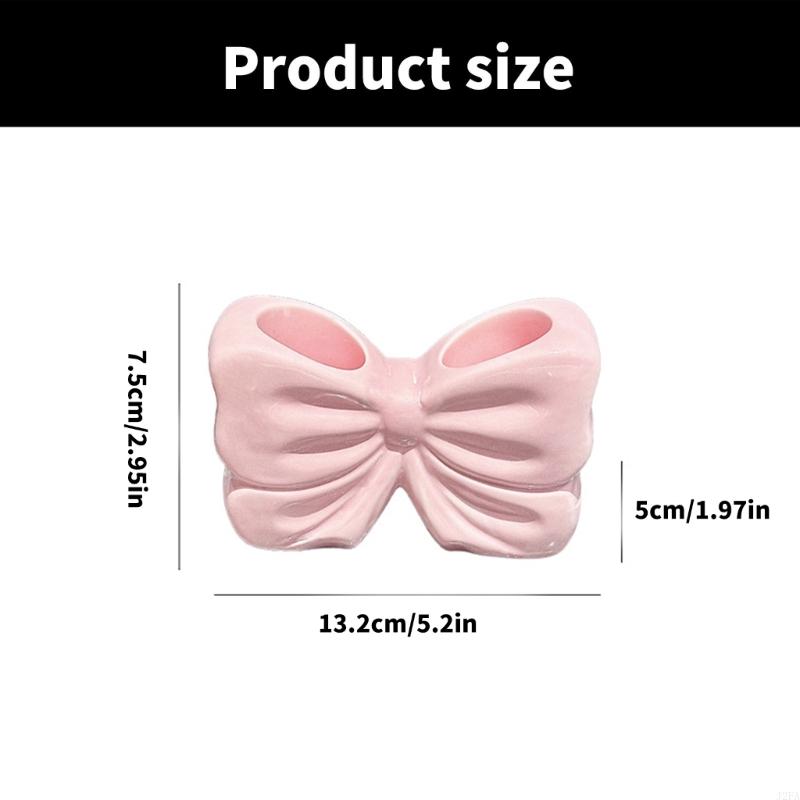 Ceramic Toothbrush Holder Bowknot Design Bathroom Countertop Accessory