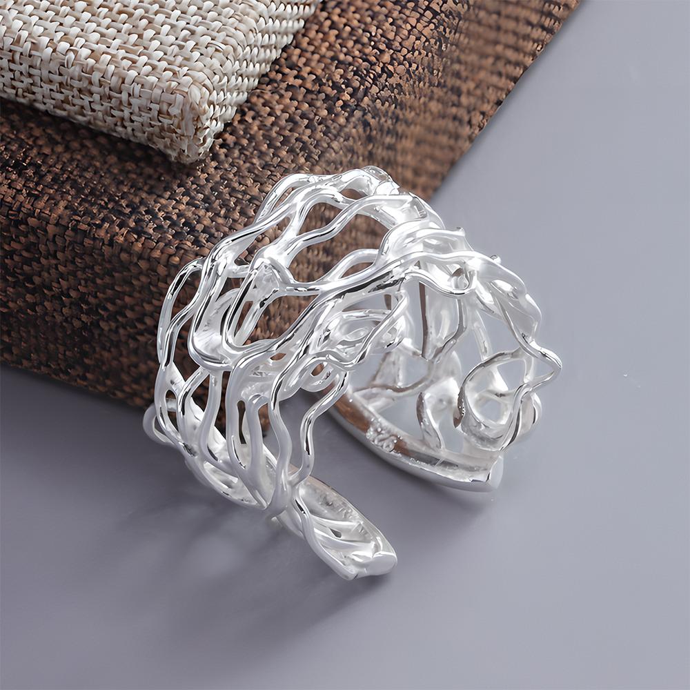 PANJBJ Real 925 Silver Retro Round Ring For 2 Rigns Women Chain Vintage Fine Jewelry Minimalist Accessories Gift