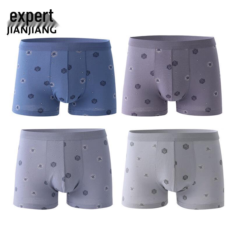 Jianjiang Men's Printed Anti-bacterial Cotton Boxer Briefs 2-Pack