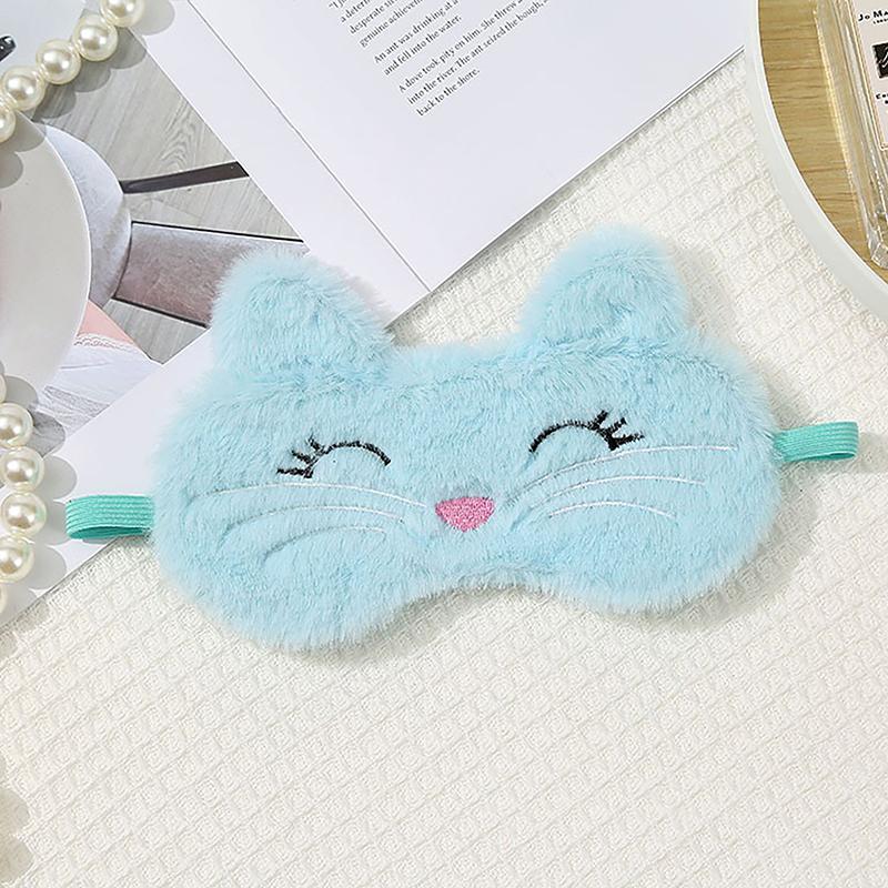 

1Pc Cute Cartoon Cat Plush Sleep Mask – Comfortable Eye Cover for Travel and Home Use синій