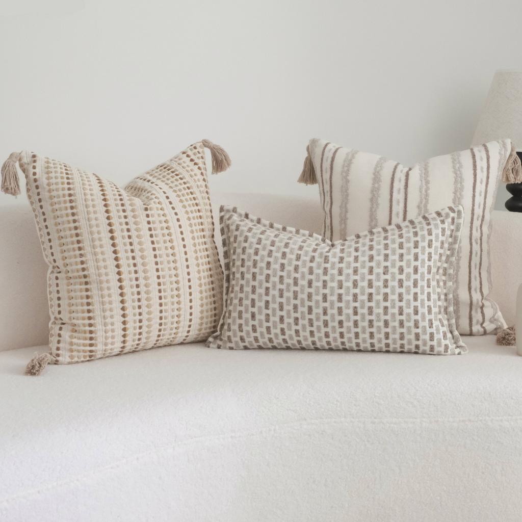 Bohemian Stripes Throw Pillow Cover Cojines Zen Style Cotton Linen Square Sofa Pillowcase Headboard Cushion Covers 30x50/45x45cm