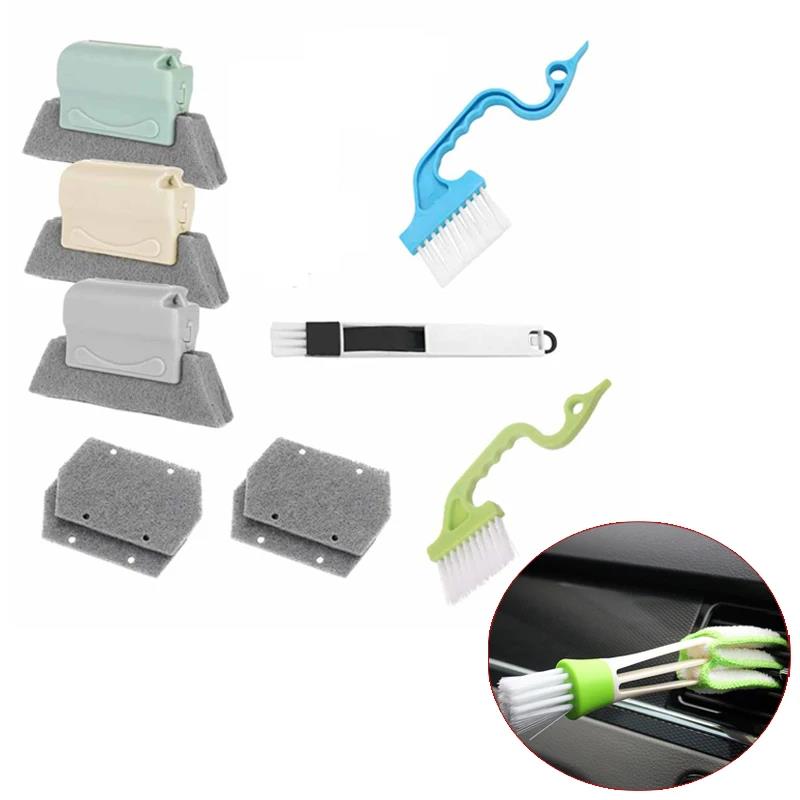 Multifunction Car Air Vent Cleaner Mini Double-end Micro Fiber Vent Duster Removable Cloth Cover Portable Cleanup Brush For Car