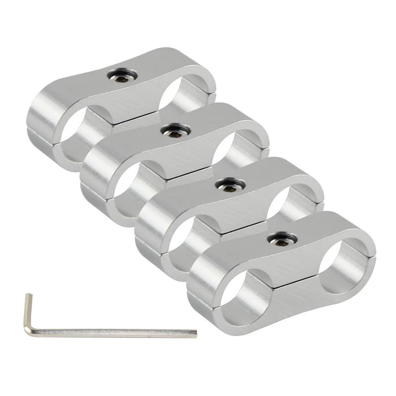 4PCS Braided Hose Separator Clamp Adapter 4AN 6AN 8AN 10AN 12AN Fuel Line Fitting Bracket Aluminum AN4 AN6 AN8 AN10 AN12