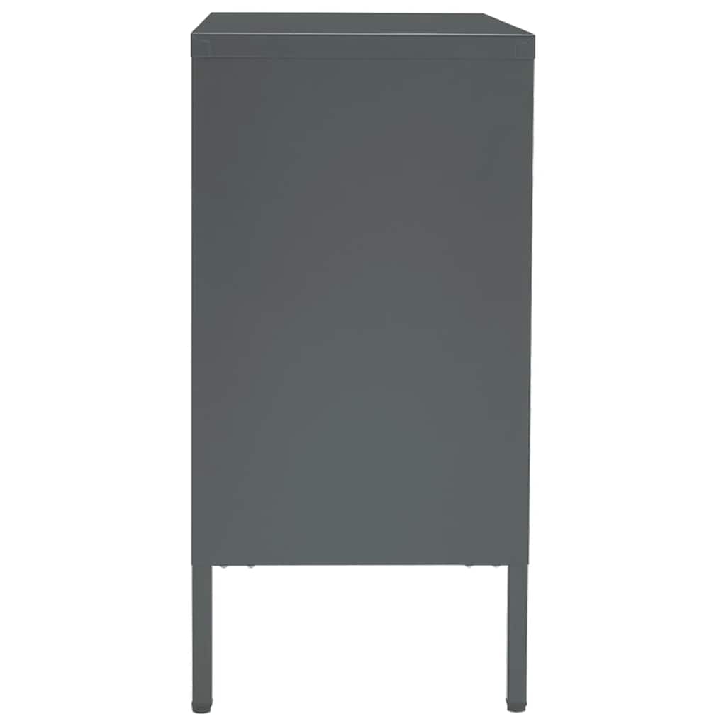 Vidaxl Komoda, Antracytowa, 75X35X70 Cm, Stal I Szkło Hartowane