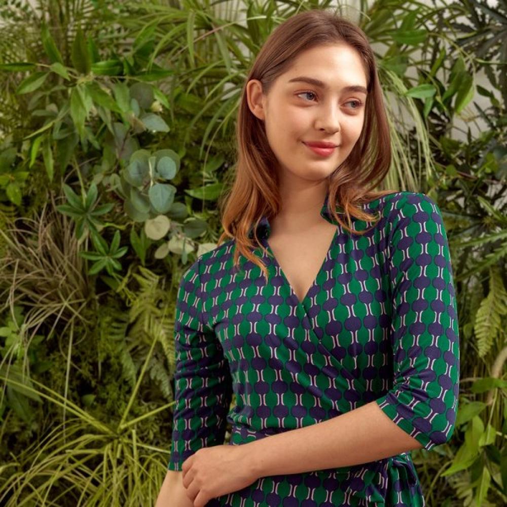 Lipbbam Cleora Derosi Cara 3 4 Sleeve Long Wrap Dress Ldm11gv101