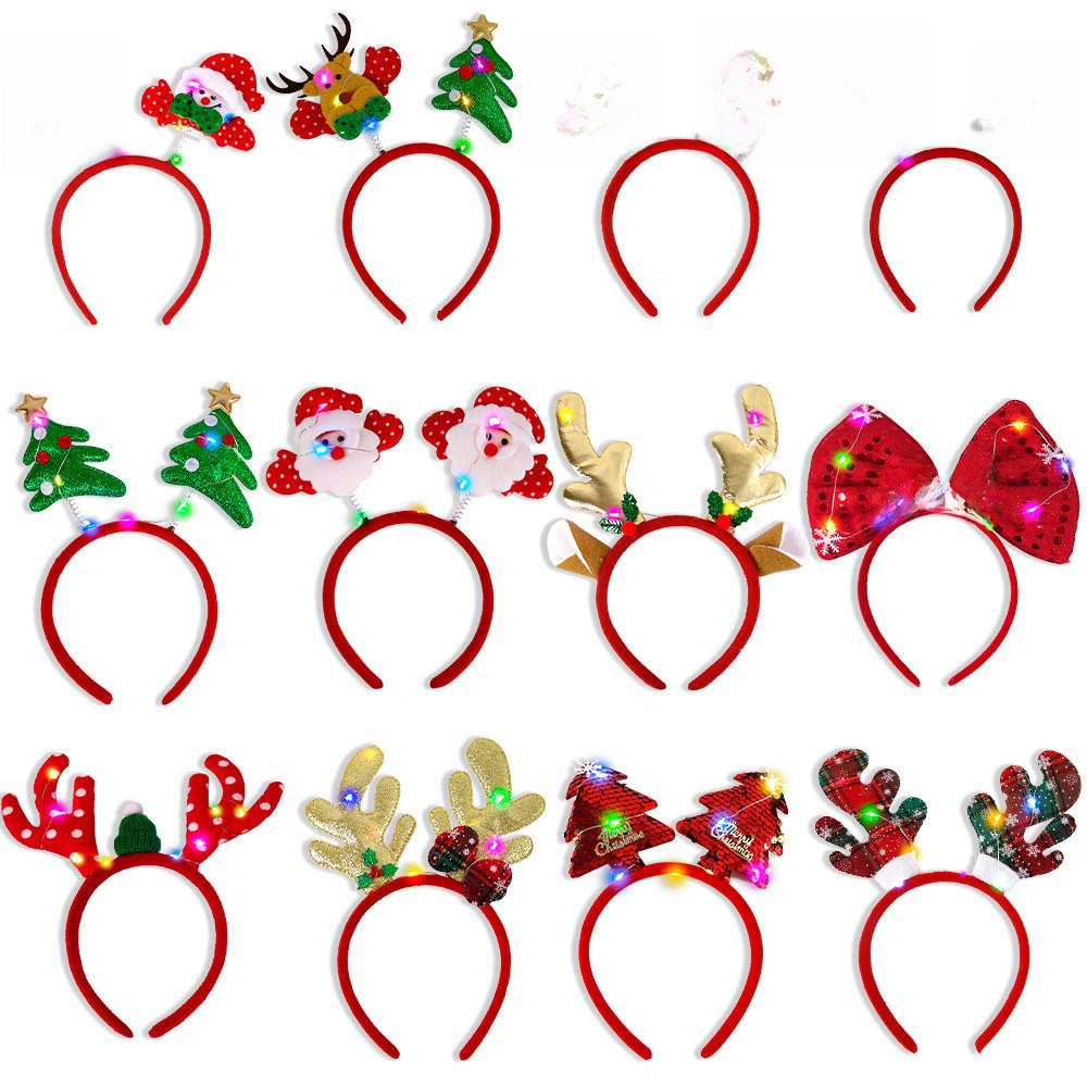 Christmas Festive Cartoon Headbands With Illuminated Reindeer Antlers Perfect For Parties Holiday