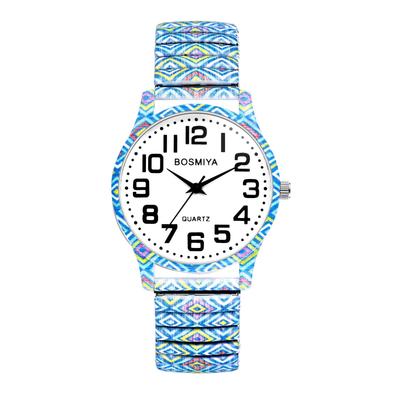 Cute, Waterproof, One-Size-Fits-All Women's Watch: Stylish Analog Display, Elastic Stainless Steel Strap, Floral Print Quartz Watch, Bohemian Fashion