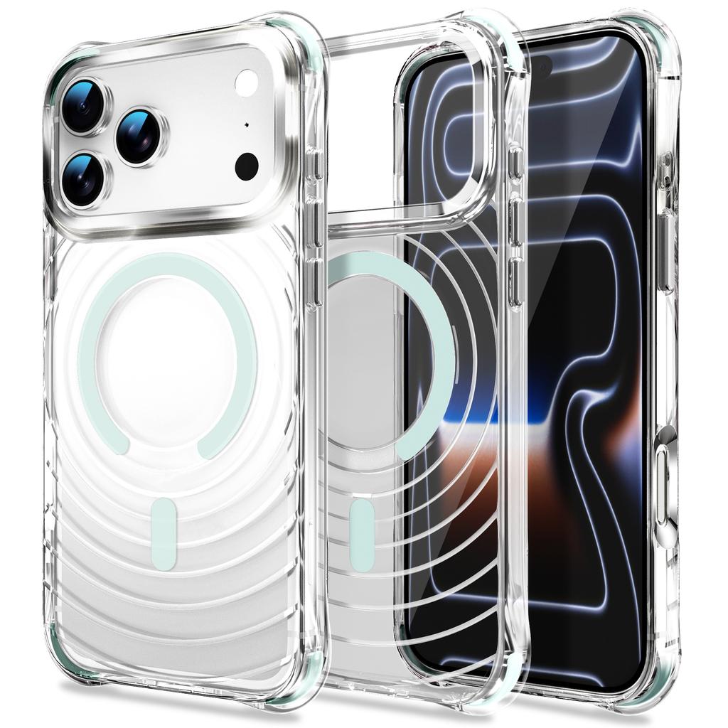 Applicable to iPhone18ProMax mobile phone case Apple 17 airbag transparent magnetic suction 16 four corners anti-drop 15 sets