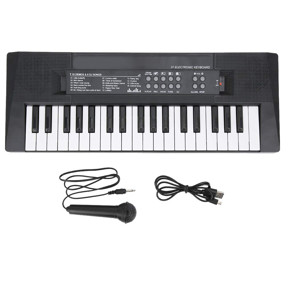 Eujgoov Piano Électrique 37 Touches Clavier Électrique Mini Clavier Clavier Électrique Clavier Musical avec Microphone Instrument Éducatif Électronique