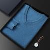 Men's V-Neck Cashmere Sweater - Long-Sleeved Business Knit for Autumn and Winter