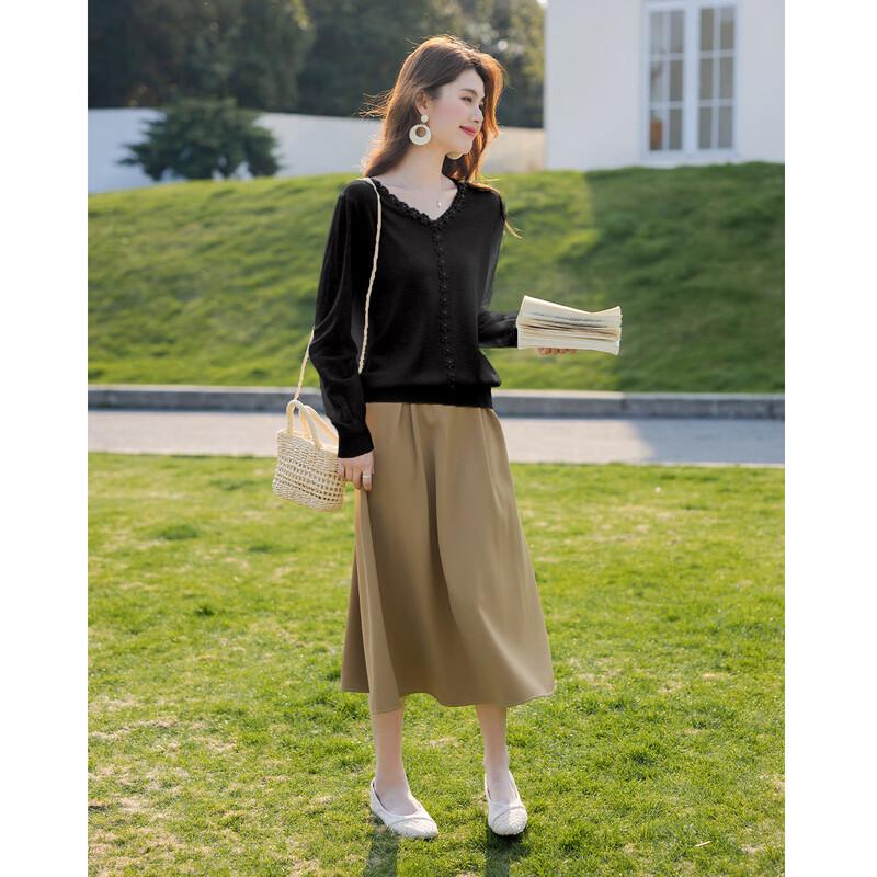 Moka Na Damen Strickoberteil mit Spitze und langen Ärmeln