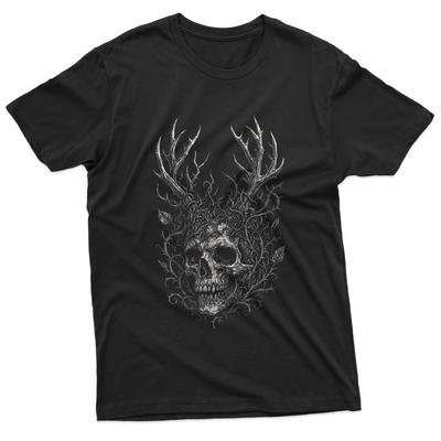 Skull Antlers Thorns Dark Goth Alt Gothic Nature Aesthetic 100% Cotton T-shirt Mens Tees Top