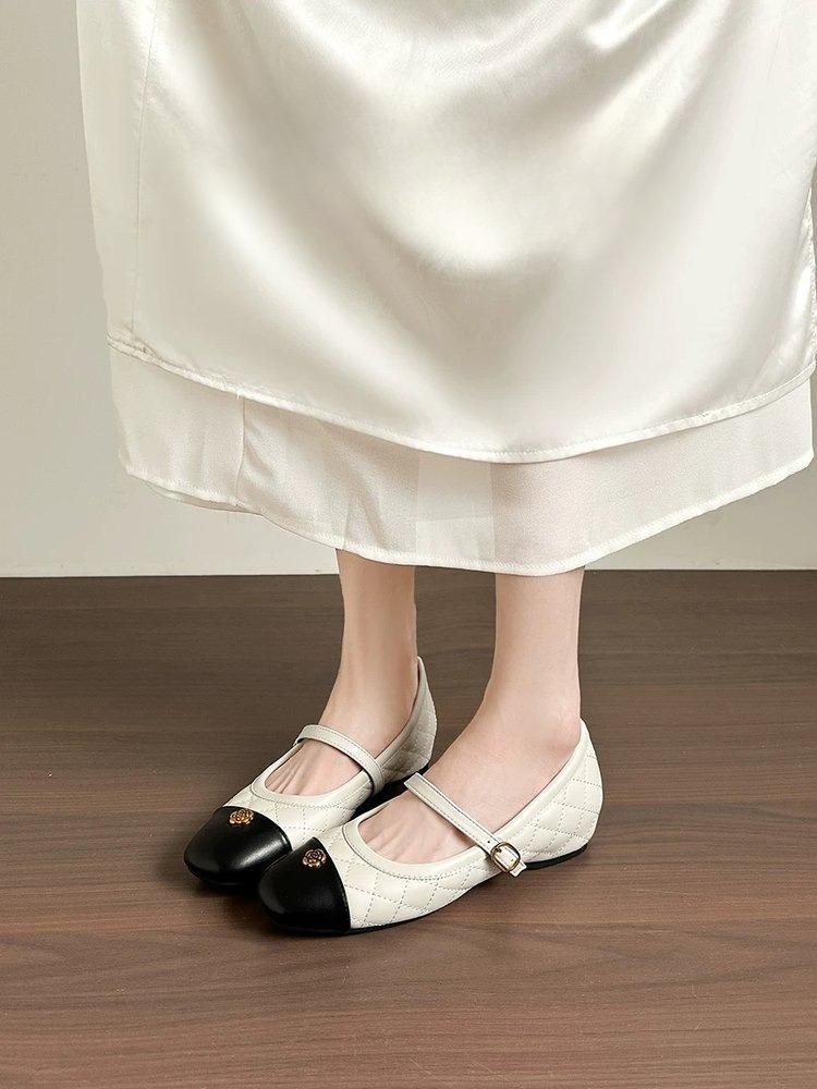 

Новый стиль, женские туфли на плоской подошве - Низкие однотонные туфли, кожаная обувь 35 белый