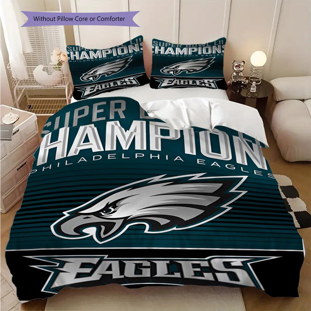Philadelphia Eagles Pattern Bedding Quilt Set Quilt Cover Pillowcase Home Decoration Birthday Gift (1 * duvet cover + 2 * pillowcase, without core)