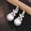 Stylish and Exquisite Imitation Pearl Earrings for Women, Floral Temperament French Princess Jewelry, Popular Fashion and Elegance