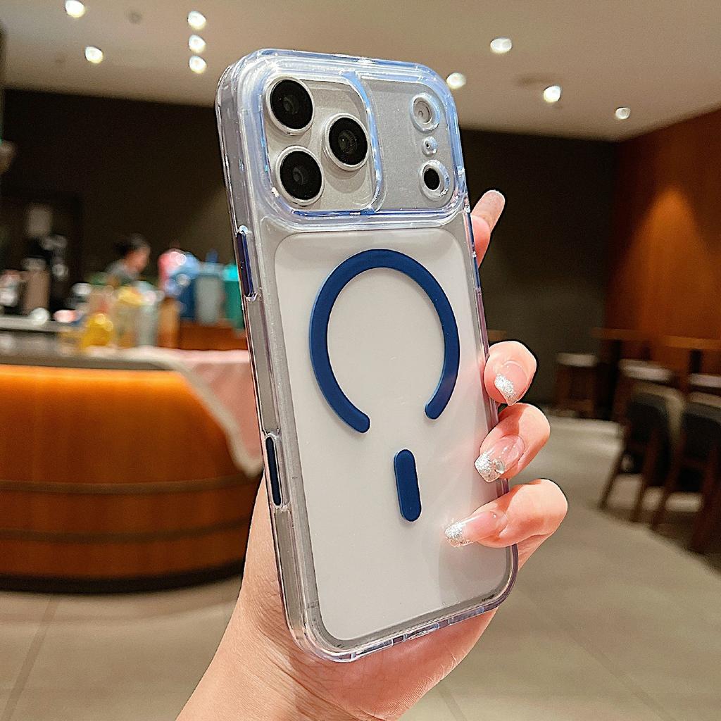 For iPhone 17 Pro Max Magnetic Case PC + TPU Matte Anti-Drop Phone Cover Compatible with MagSafe