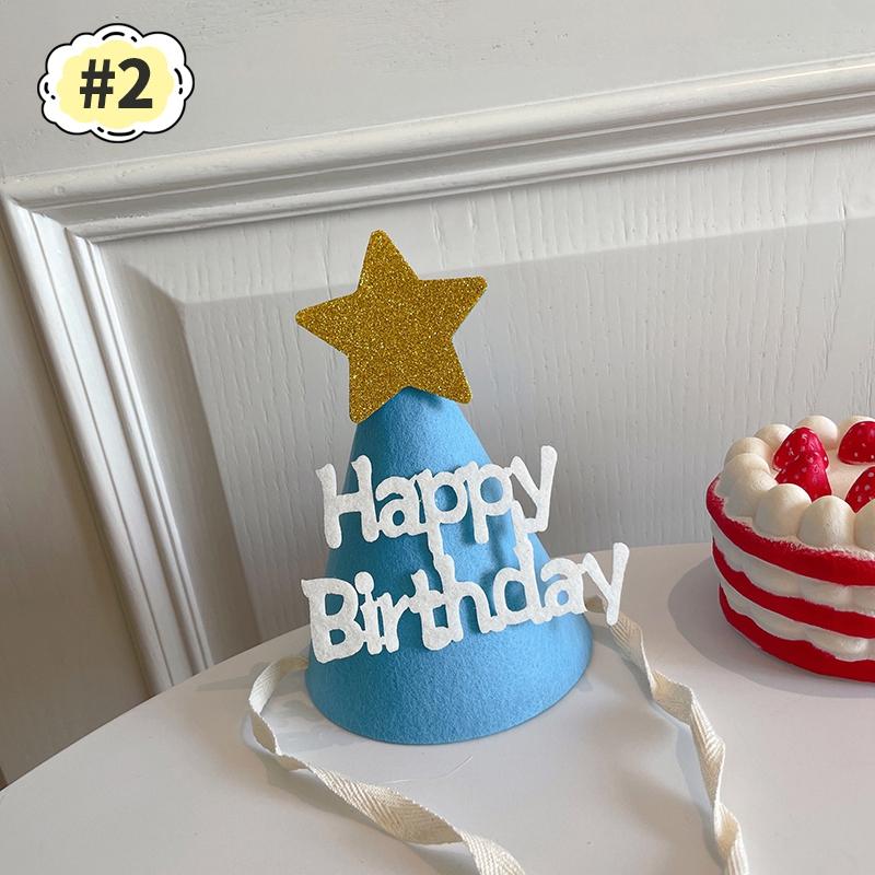 Cute Happy Birthday Hat Felt Cone Hats DIY Birthday Cap Celebration Decor Birthday Party Supplies Photo Props for Adult Kids
