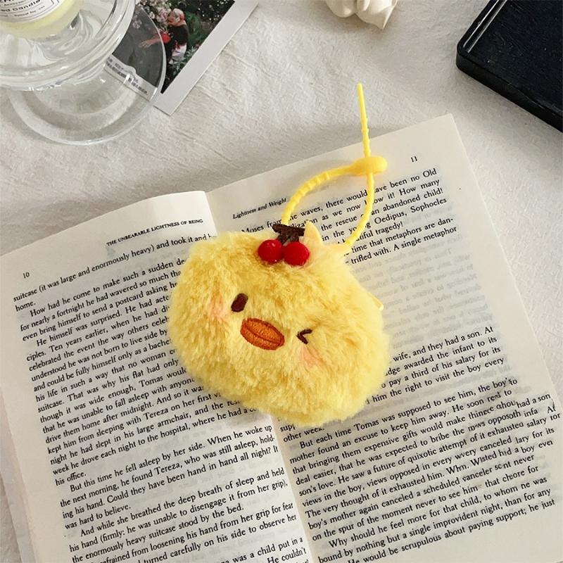 Cute Cartoon Cherry Animal Plush Coin Purse Pendant Keychain Multi-Functional Storage Bag Kawaii Headphone Bag Accessories
