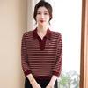 Hengyuanxiang Women's Lyocell Striped Polo Knit Top