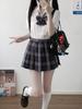 Original JK Meow Meow Gingham Skirt: Authentic Japanese Academy Style, Black and Red Plaid Pleated Half Skirt
