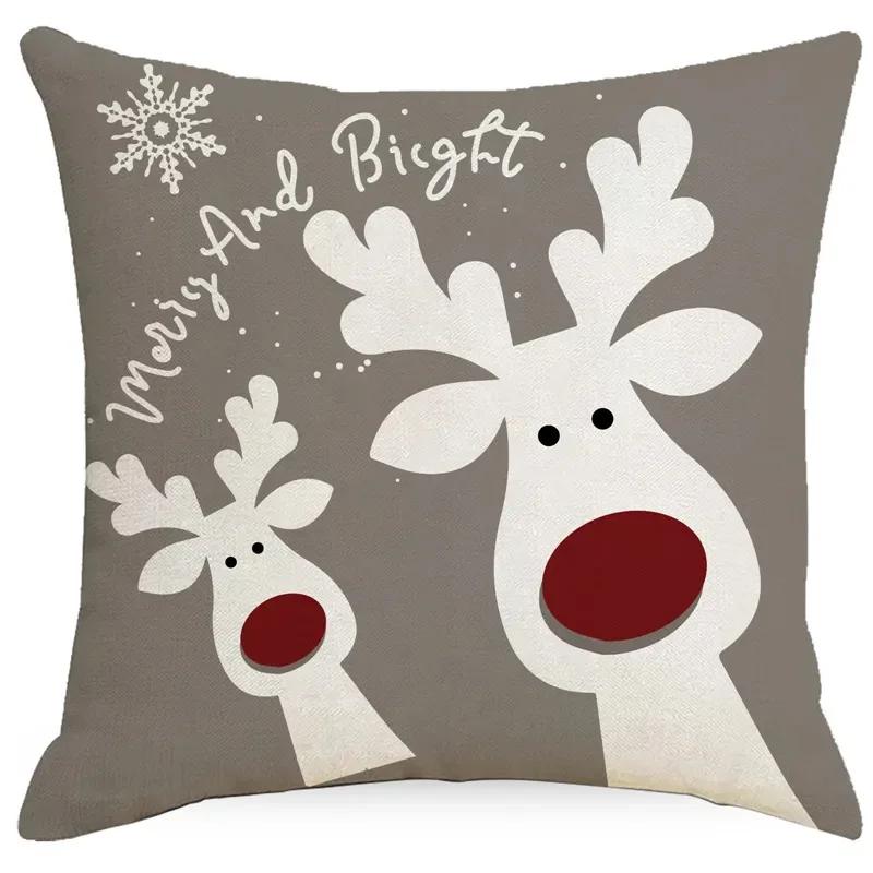 Christmas Snowflake Throw Pillow Cover Deer Printing Home Decorative Cushion Cover for Sofa New Year Decor Linen Pillowcase