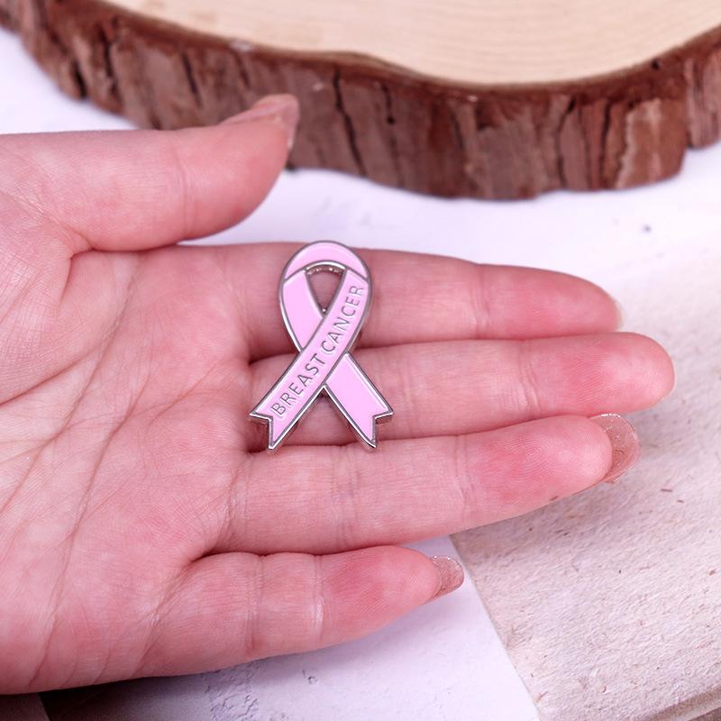 Pink Ribbon Brooch Design Promotional Breast Prevention Logo Pin Jewelry