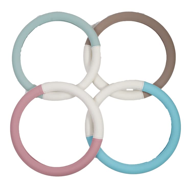 Steering Wheel Blossom Size for Move Soft Light Regular Steering Wheel Care Star Cover, Bicolor, Pink, Cute, Pastel, Two-tone, Leather, S, Stylish,