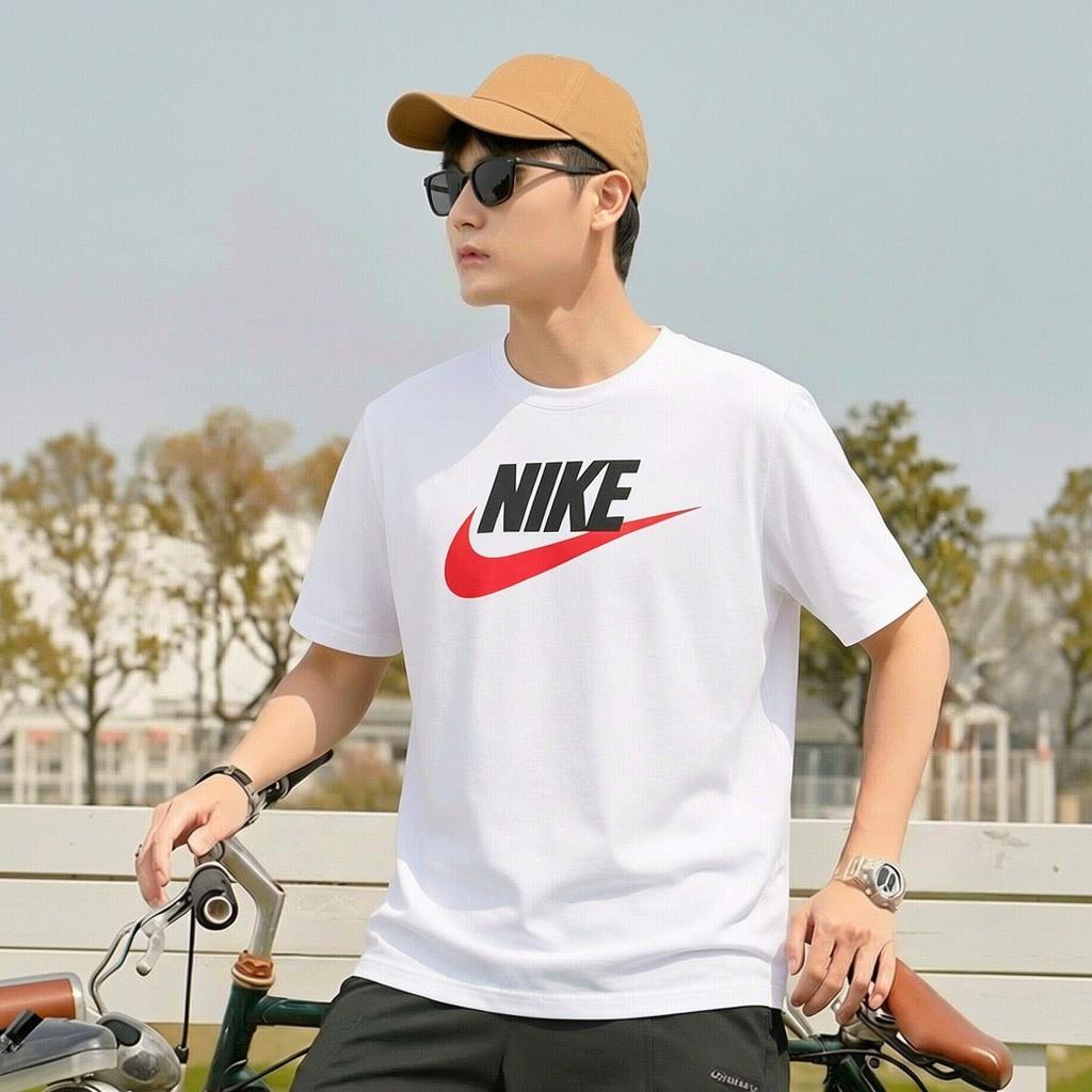 Nike Logo-Print Sport Kurzarm T-Shirt Herren Oberteile Weiß DX1986-101