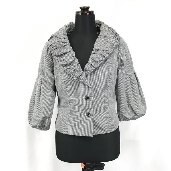 

Сделано в Японии Rene ТКАНЕВАЯ Куртка-блузон с шалевым воротником/Женский размер XS/34/Черный×Белый/Пальто