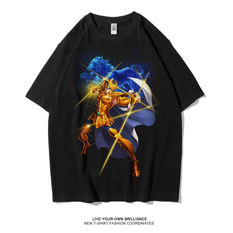 Japanese Anime Saint Seiya Golden Zodiac Sports Rock Fitness Casual Hip Hop Men's Top Short Sleeve T-shirt Girls T-shirt Couple