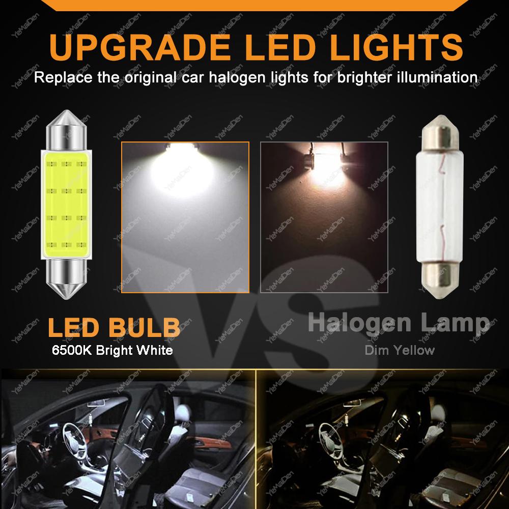 10/20/50 PCS C5W LED Bulbs Festoon 31mm 36mm 39mm 41mm COB 12V 7000K White Car Interior Dome Reading Trunk License Plate Lights Bulbs 7